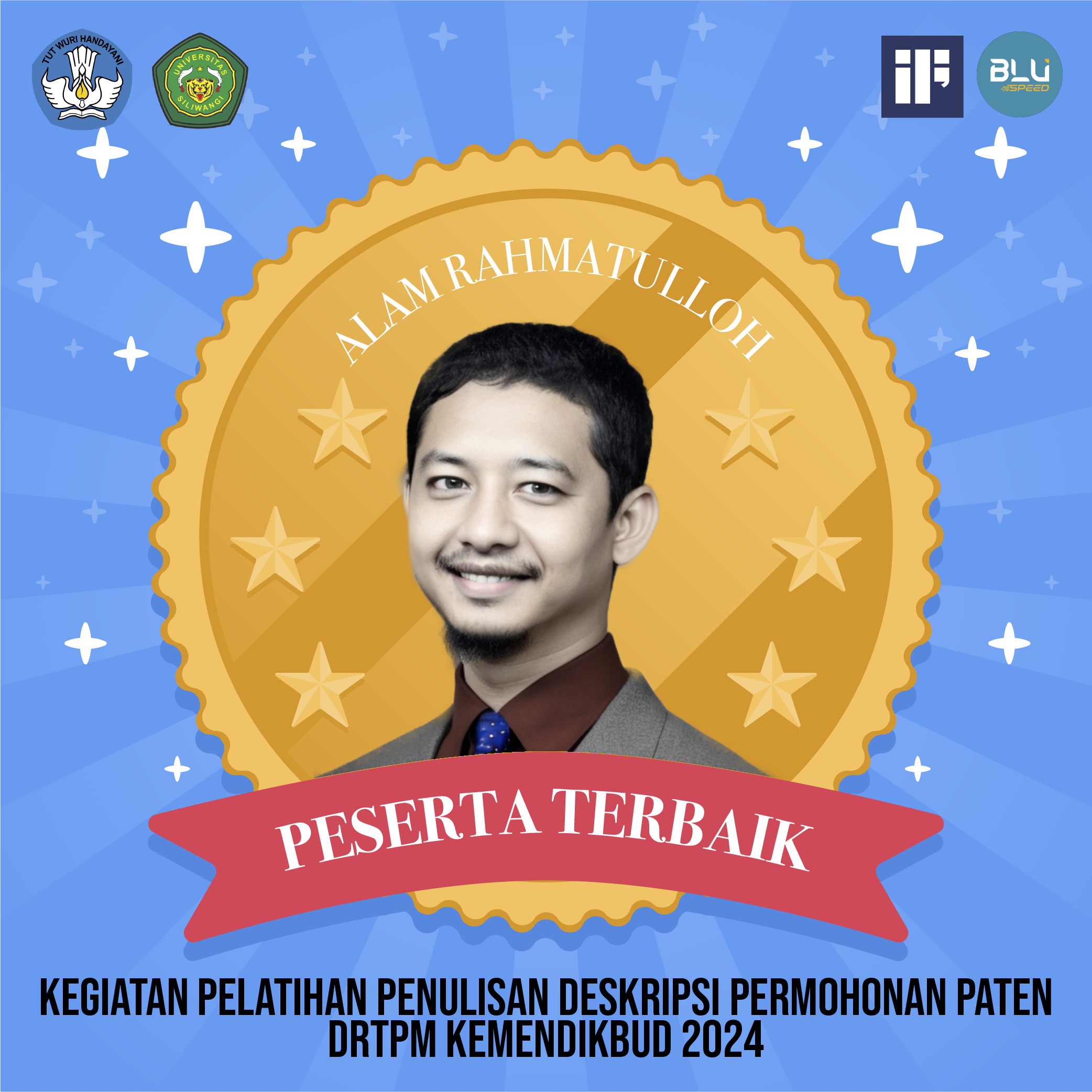 Selamat atas Raihan Peserta Terbaik dalam Kegiatan Pelatihan Penulisan Deskripsi Permohonan Paten 2024