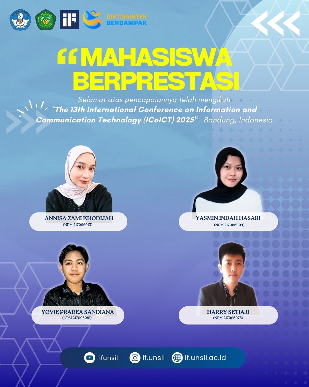 Mahasiswa Prodi Informatika Mengikuti Conference International – The 13th International Conference on Information and Communication Technology (ICoICT)